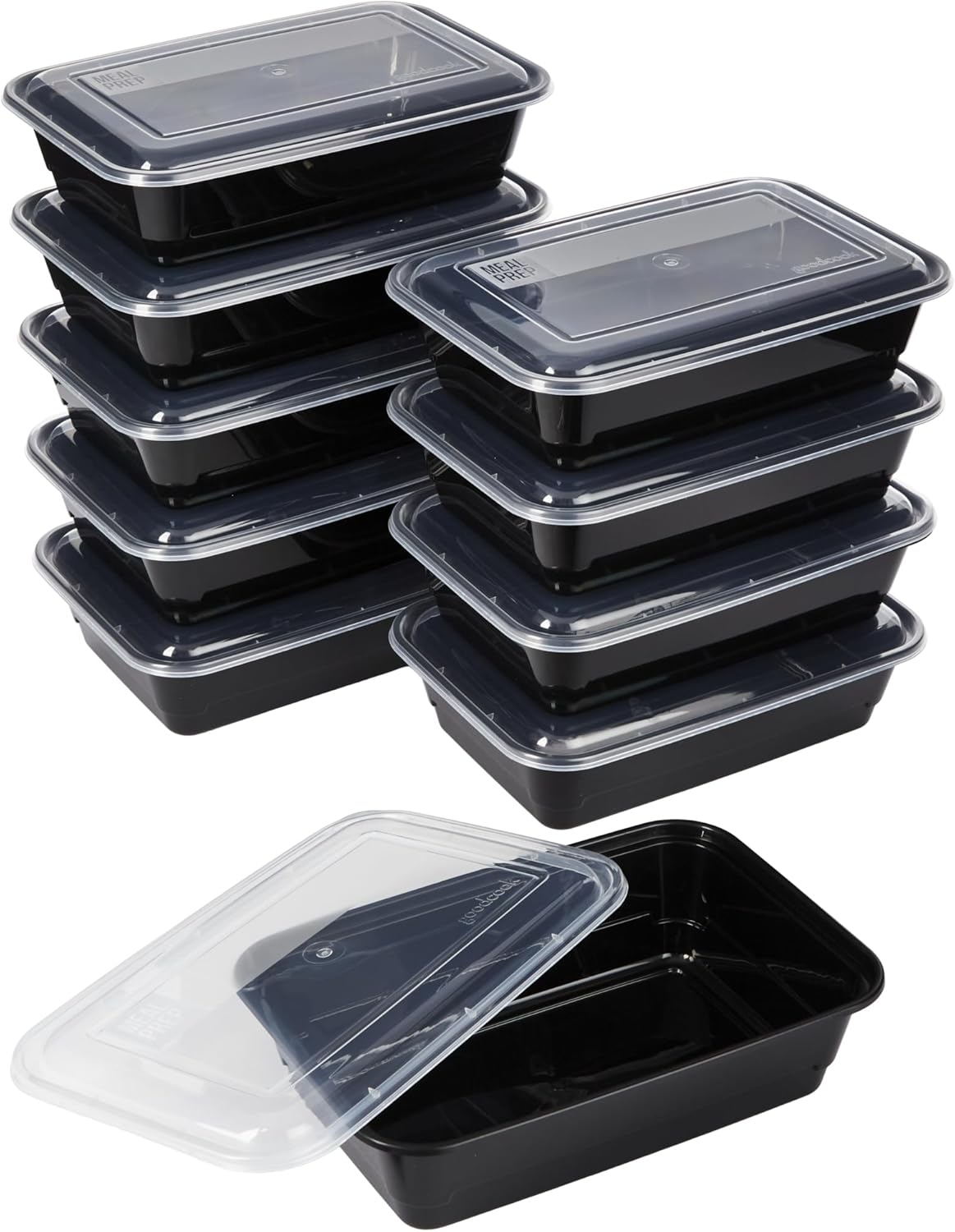 10 Pack Single Compartment Meal Prep Containers, Stackable