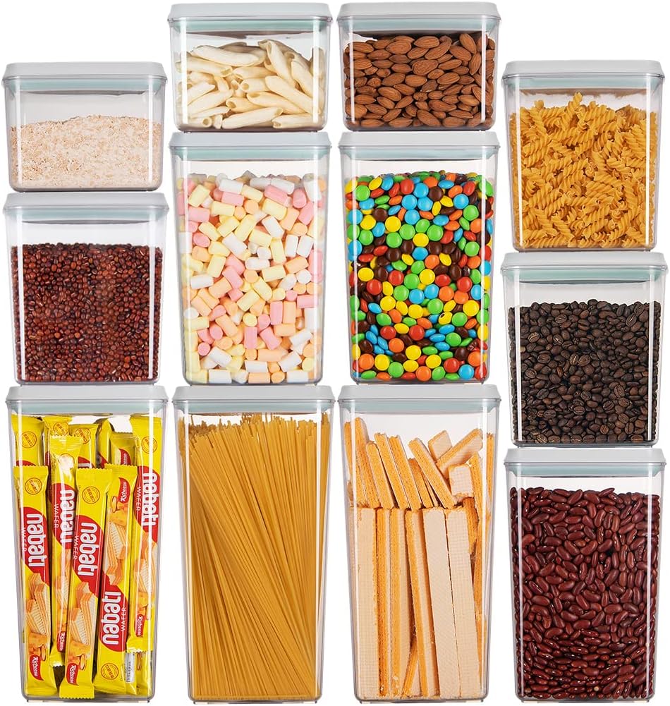 12 Piece Airtight Food Storage Containers, Stackable, 1.2 to 3.3 qt