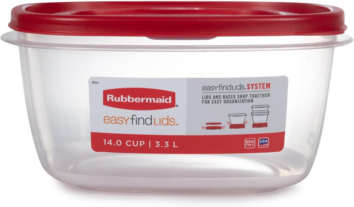 14 Cup Food Storage Containers with Lids, 2 Pack, Red