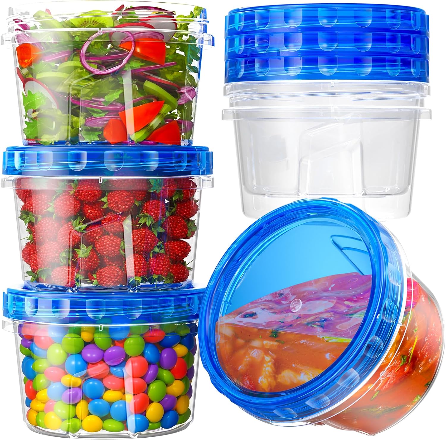 6 Pack Freezer Storage Containers with Twist Top Lids, 17 oz