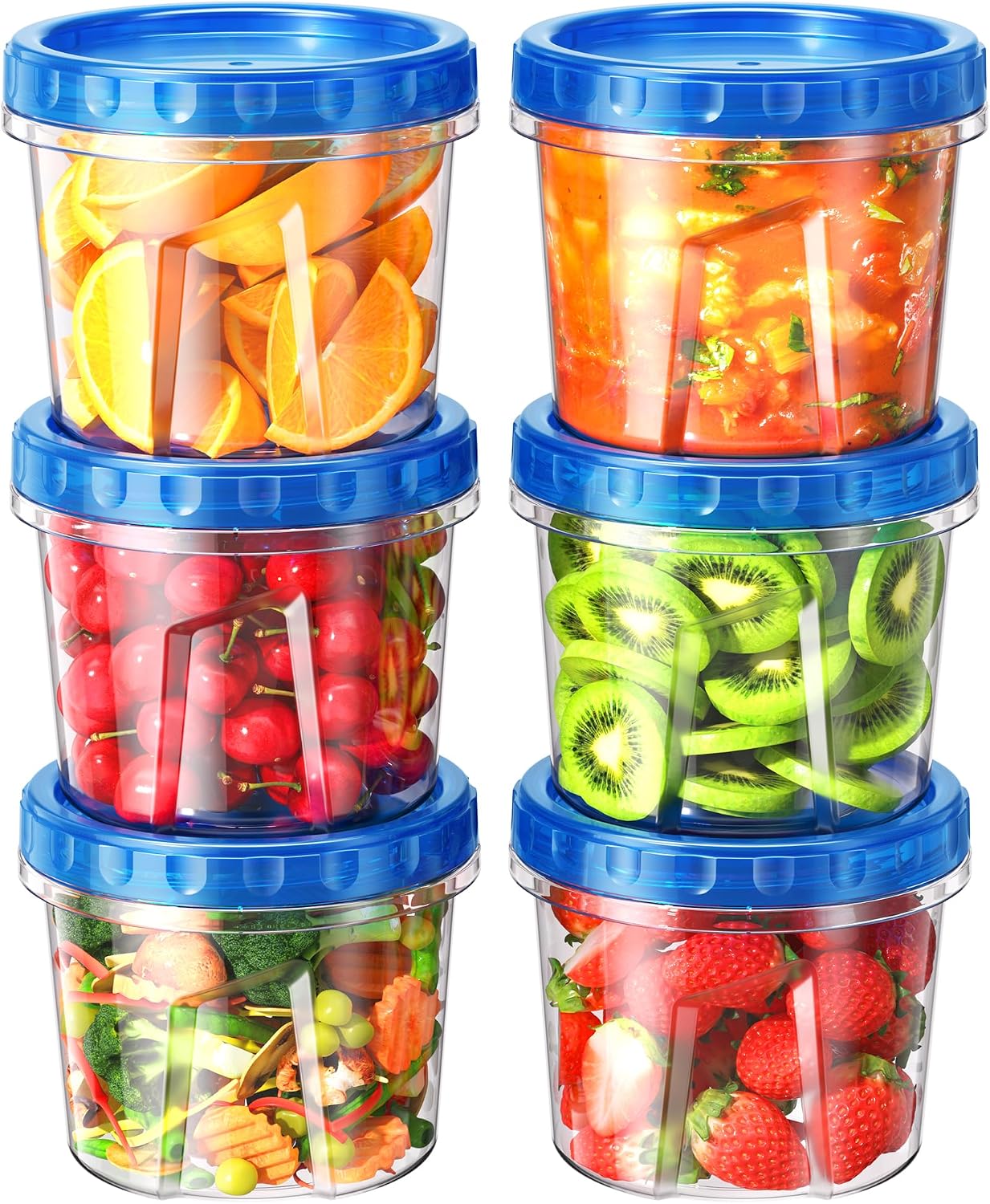 6 Pack Freezer Storage Containers with Twist Top Lids, 24 oz